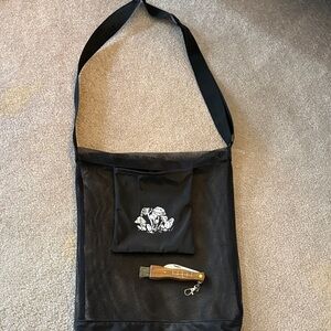 Black Mesh Crossbody Shoulder Bag with Front Pocket